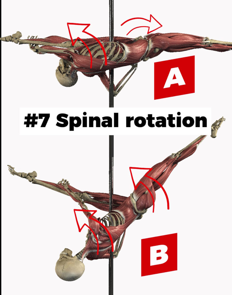 Jade pole dance spinal rotation